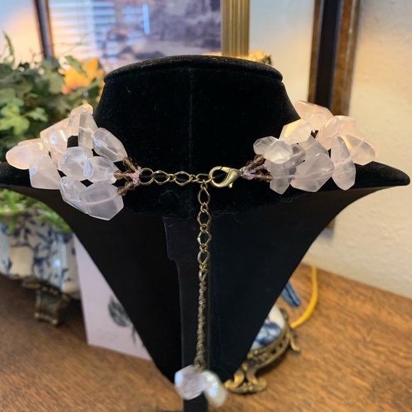 One of a kind rose quartz three strand necklace. Adjustable- NWT - Picture 3 of 6